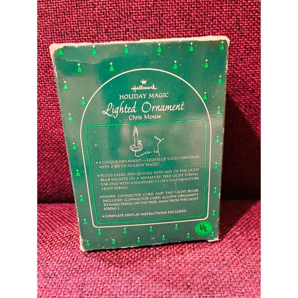 Vintage hallmark holiday magic 1985 light ornament Chris Mouse - Picture 3 of 4